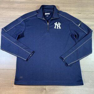 New York Yankees 1/4 Zip Sweatshirt Men’s Medium Navy Logo Long Sleeve Pullover